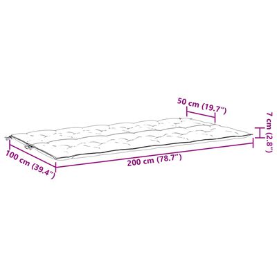 vidaXL Μαξιλάρι Πάγκου Κήπου Αν. Μπλε 200x(50+50)x7 εκ. Ύφασμα Oxford