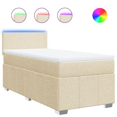 vidaXL Κρεβάτι Boxspring με Στρώμα Κρεμ 80 x 200 εκ. Υφασμάτινο