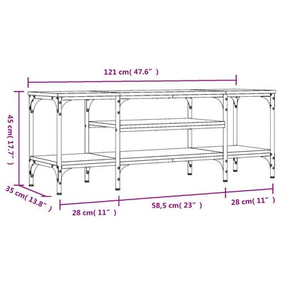 vidaXL Έπιπλο Τηλεόρασης Sonoma Δρυς 121x35x45 εκ. Επεξ. Ξύλο/Σίδερο