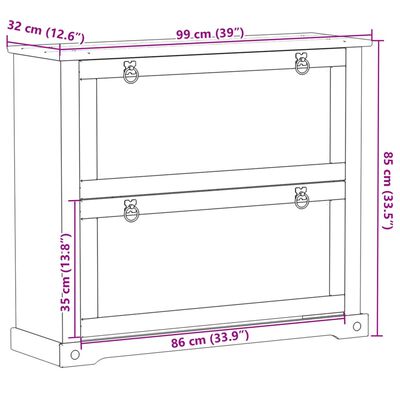 vidaXL Παπουτσοθήκη Corona 99x32x85 εκ. από Μασίφ Ξύλο Πεύκου