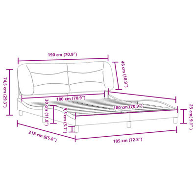 vidaXL Πλαίσιο Κρεβατιού με Κεφαλάρι Λευκό 180x200 εκ. Συνθετικό Δέρμα