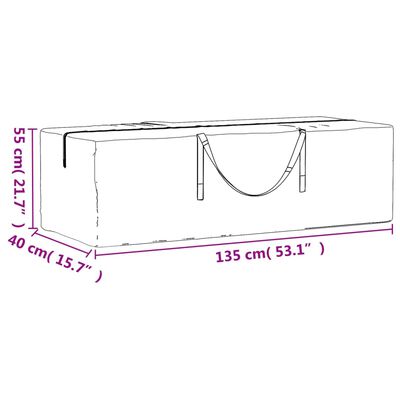 vidaXL Τσάντα Αποθ. Μαξιλαριών Κήπου Μαύρη 135x40x55 εκ. Πολυαιθυλένιο