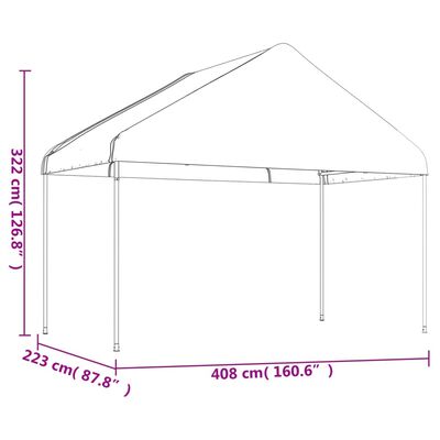 vidaXL Κιόσκι με Τέντα Λευκό 13,38 x 4,08 x 3,22 μ. από Πολυαιθυλένιο