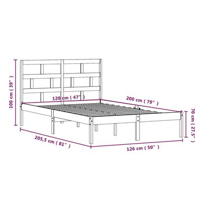 vidaXL Πλαίσιο Κρεβατιού Καφέ Μελί 120 x 200 εκ. Μασίφ Ξύλο Πεύκου