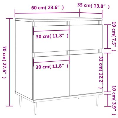 vidaXL Ντουλάπι Γκρι Sonoma 60x35x70 εκ. από Επεξεργασμένο Ξύλο