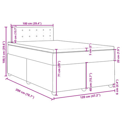 vidaXL Κρεβάτι Boxspring με Στρώμα Taupe 120x200 εκ. Υφασμάτινο