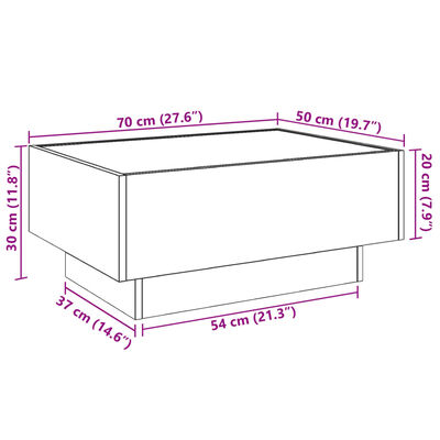 vidaXL Τραπεζάκι Σαλονιού με LED Δρυς 70x50x30 εκ. Επεξεργασμένο Ξύλο