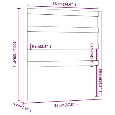 vidaXL Κεφαλάρι Κρεβατιού Μαύρο 96 x 4 x 100 εκ. από Μασίφ Ξύλο Πεύκου