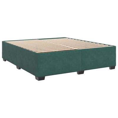 vidaXL Κρεβάτι Boxspring με Στρώμα Σκούρο Πράσινο 200x200εκ. Βελούδινο