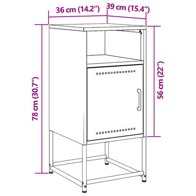 vidaXL Κομοδίνο Πράσινο Λαδί 36x39x78 εκ. από Χάλυβα