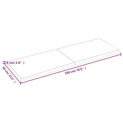 vidaXL Πάγκος Μπάνιου Σκούρο Καφέ 180x60x(2-4) εκ. Επεξεργ. Μασίφ Ξύλο