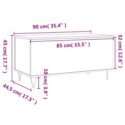 vidaXL Τραπεζάκι Σαλονιού Μαύρο 90x44,5x45 εκ. Επεξεργασμένο Ξύλο