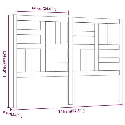 vidaXL Κεφαλάρι Κρεβατιού 146x4x104 εκ. από Μασίφ Ξύλο Πεύκου