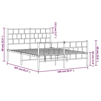 vidaXL Πλαίσιο Κρεβατιού με Κεφαλάρι&Ποδαρικό Λευκό 160x200εκ. Μέταλλο