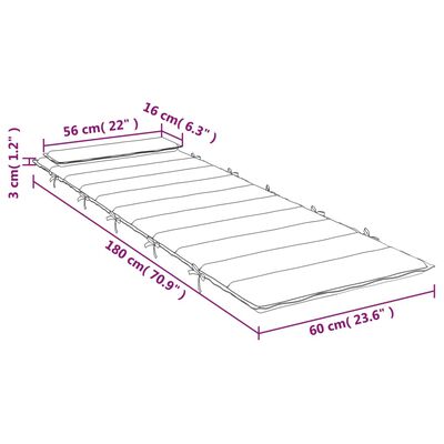 vidaXL Μαξιλάρι Ξαπλώστρας Κόκκινο 180 x 60 x 3 εκ. από Ύφασμα Oxford