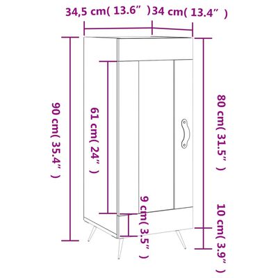 vidaXL Ντουλάπι Sonoma Δρυς 34,5x34x90 εκ. από Επεξεργασμένο Ξύλο