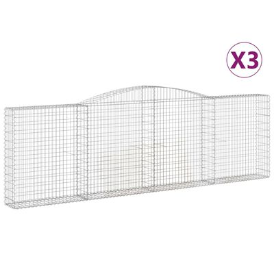 vidaXL Συρματοκιβώτια Τοξωτά 3 τεμ. 400x30x120/140 εκ. Γαλβαν. Ατσάλι