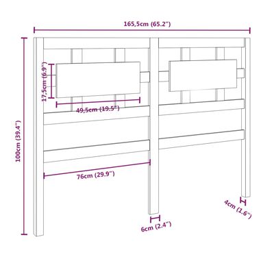 vidaXL Κεφαλάρι Κρεβατιού Γκρι 165,5 x 4 x 100 εκ. Μασίφ Ξύλο Πεύκου