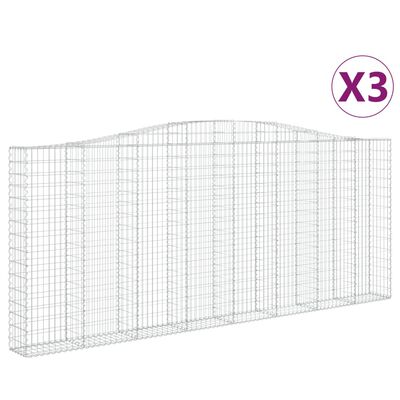 vidaXL Συρματοκιβώτια Τοξωτά 3 τεμ. 400x30x160/180 εκ. Γαλβαν. Ατσάλι