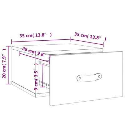 vidaXL Κομοδίνα Επιτοίχια 2 τεμ. Καπνιστή Δρυς 35x35x20 εκ.