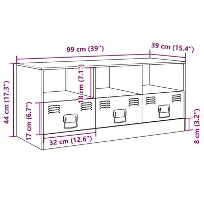 vidaXL Έπιπλο Τηλεόρασης Πράσινο Λαδί 99x39x44 εκ. από Ατσάλι