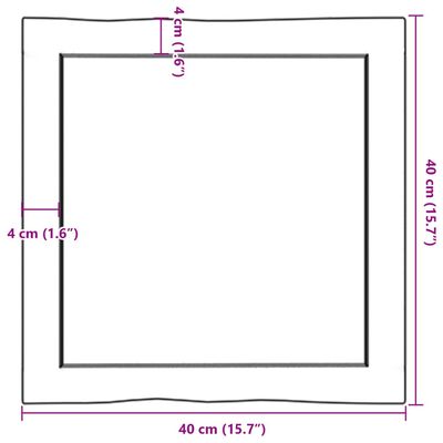 vidaXL Επιφ Τραπεζιού Αν Καφέ 40x40x(2-6)εκ. Ακατέργ. Μασίφ Ξύλο Δρυός