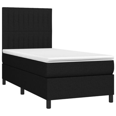 vidaXL Κρεβάτι Boxspring με Στρώμα Μαύρο 100 x 200 εκ. Υφασμάτινο