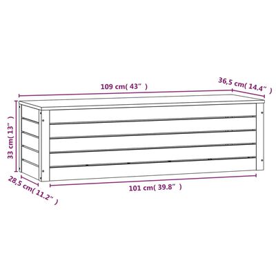 vidaXL Κουτί Αποθήκευσης 109x36,5x33 εκ από Μασίφ Ξύλο Πεύκου