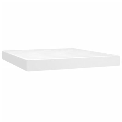 vidaXL Κρεβάτι Boxspring με Στρώμα & LED Λευκό 180x200 εκ. Συνθ. Δέρμα