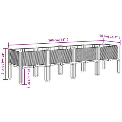 vidaXL Ζαρντινιέρα Κήπου με Πόδια Μαύρη 160x40x42 εκ. Πολυπροπυλένιο