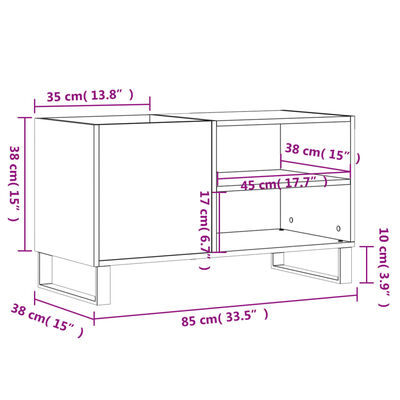 vidaXL Δισκοθήκη Γυαλ. Λευκή 85 x 38 x 48 εκ. από Επεξεργασμένο Ξύλο