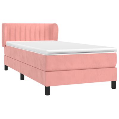 vidaXL Κρεβάτι Boxspring με Στρώμα Ροζ 100x200 εκ. Βελούδινο