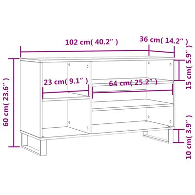 vidaXL Παπουτσοθήκη Λευκή 102x36x60 εκ. από Επεξεργασμένο Ξύλο