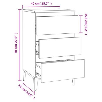 vidaXL Κομοδίνο Καφέ δρυς 40x35x70 εκ. από Επεξεργασμένο Ξύλο