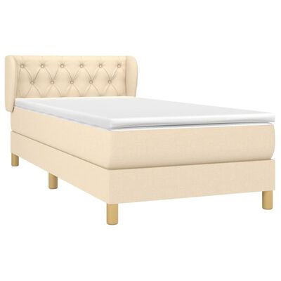 vidaXL Κρεβάτι Boxspring με Στρώμα Κρεμ 80 x 200 εκ. Υφασμάτινο