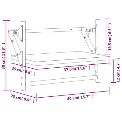 vidaXL Ράφια Τοίχου με Μπάρα 2 τεμ. Καπνιστή Δρυς 40 x 25 x 30 εκ.