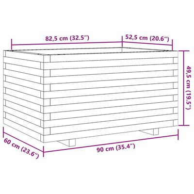 vidaXL Ζαρντινιέρα Κήπου 90x60x49,5 εκ. από Μασίφ Ξύλο Ψευδοτσούγκας