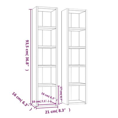 vidaXL Έπιπλα CD 2 τεμ. Γυαλιστερό Λευκό 21x16x93,5 εκ. Επεξ. Ξύλο