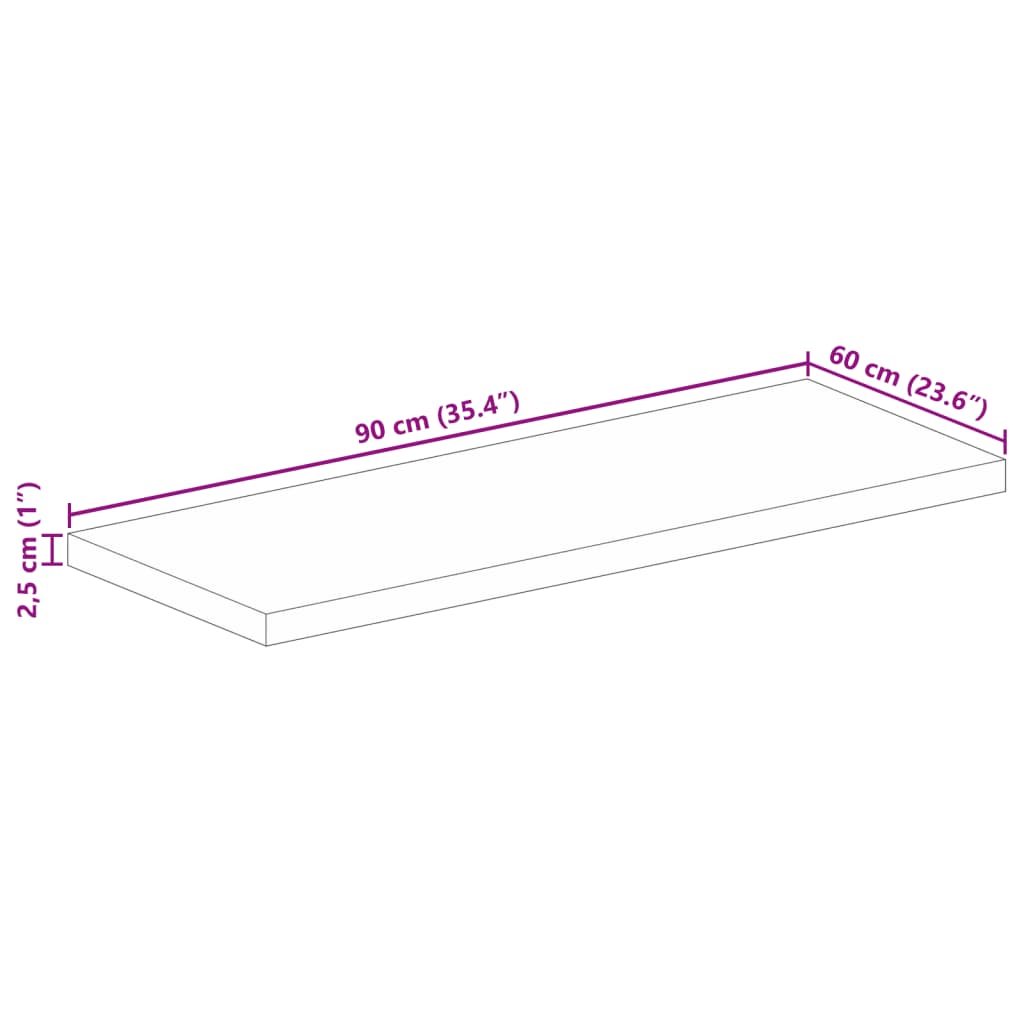 vidaXL Επιφάνεια Τραπεζιού Ορθογώνια 90x60x2,5 εκ. Ανακυκλωμένο Ξύλο