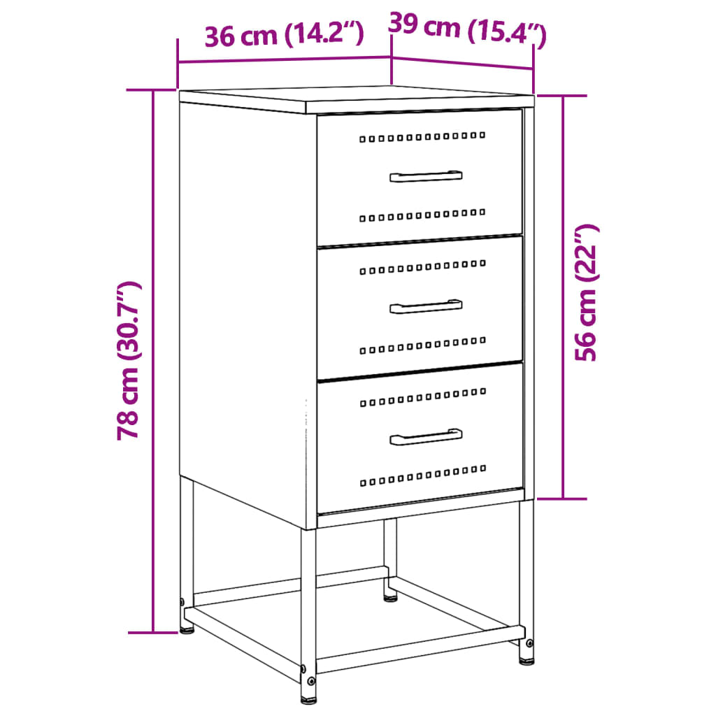 vidaXL Κομοδίνα 2 τεμ. Μαύρα 36x39x78 εκ. Χάλυβα