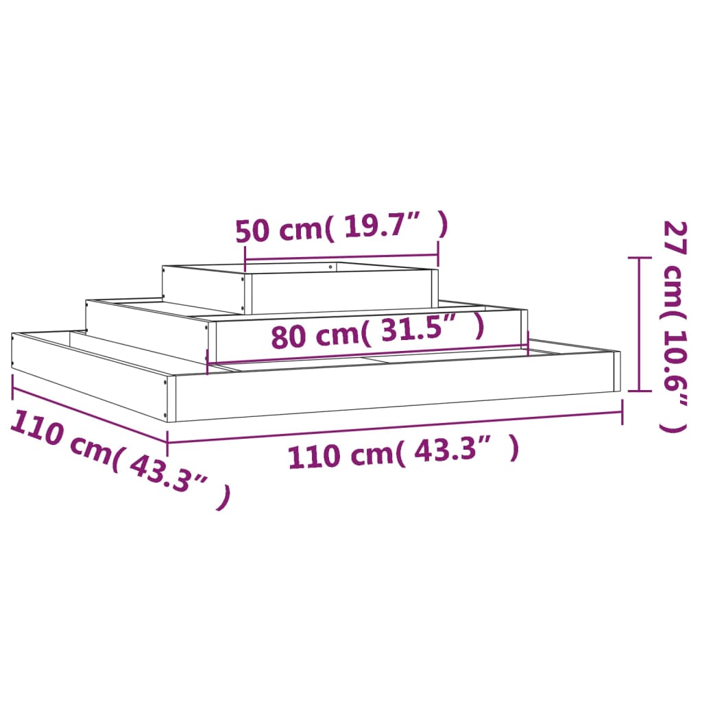 vidaXL Ζαρντινιέρα 110 x 110 x 27 εκ. από Μασίφ Ξύλο Ψευδοτσούγκας