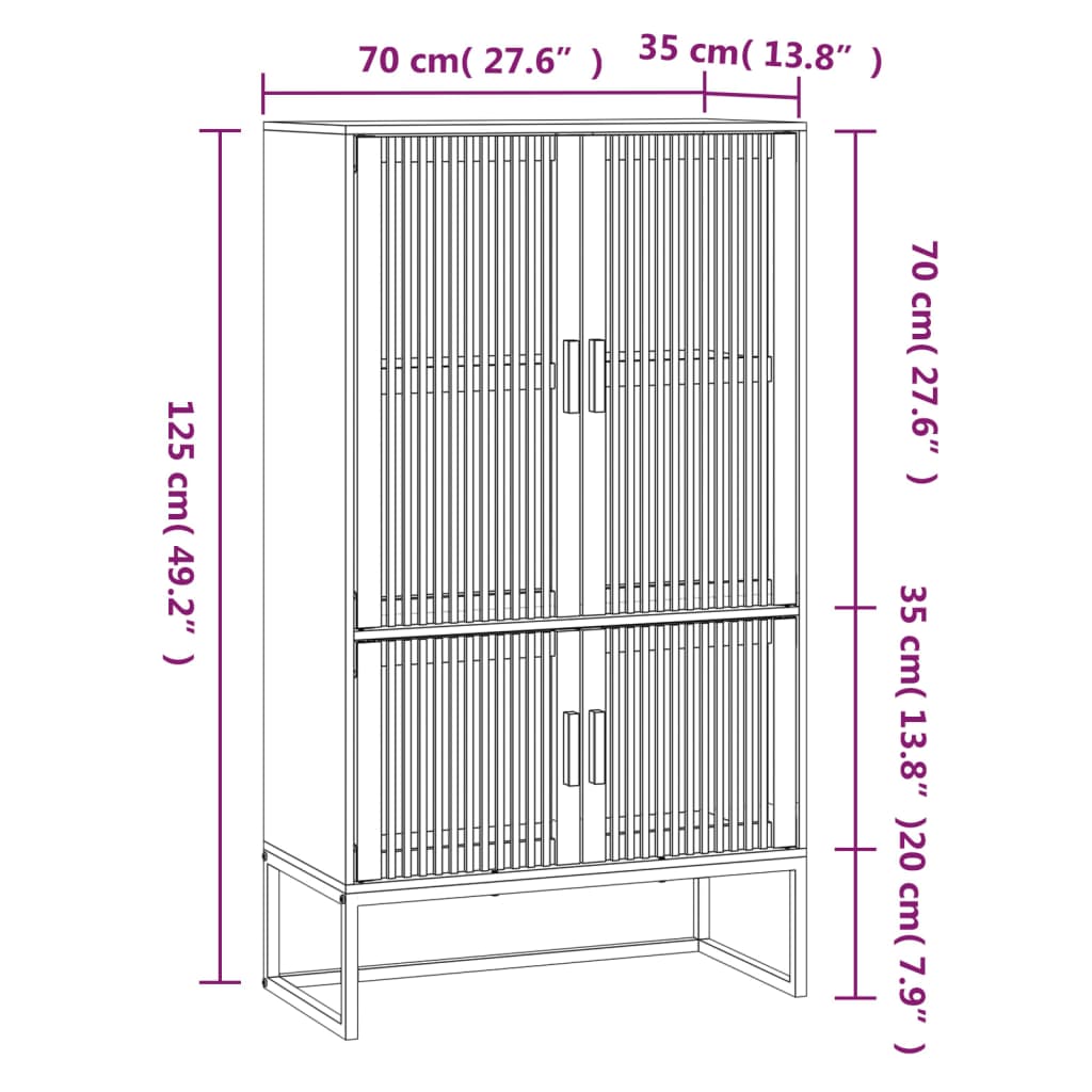 vidaXL Ντουλάπι Μαύρο 70 x 35 x 125 εκ. από Επεξεργασμένο Ξύλο