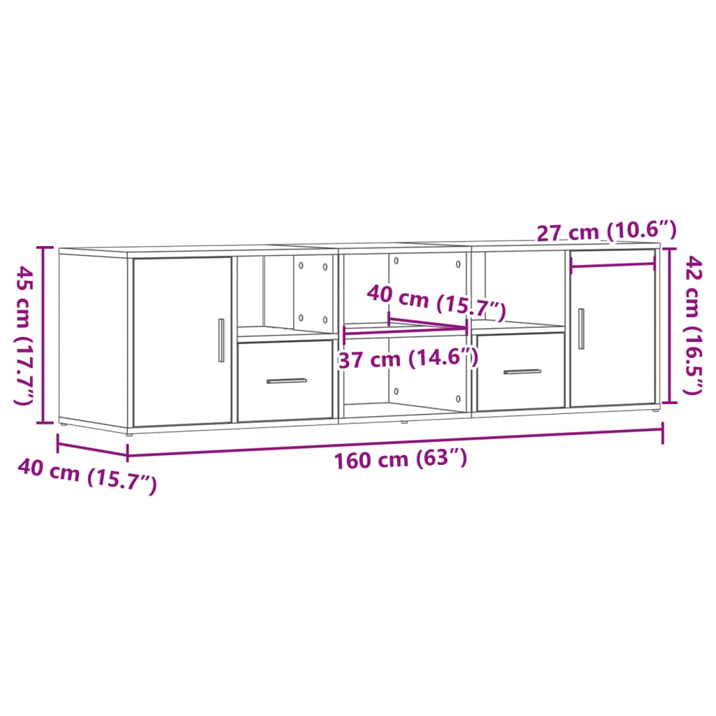 vidaXL Γωνιακό Έπιπλο Καπνιστή δρυς 160x40x45 εκ. από Επεξεργ. Ξύλο