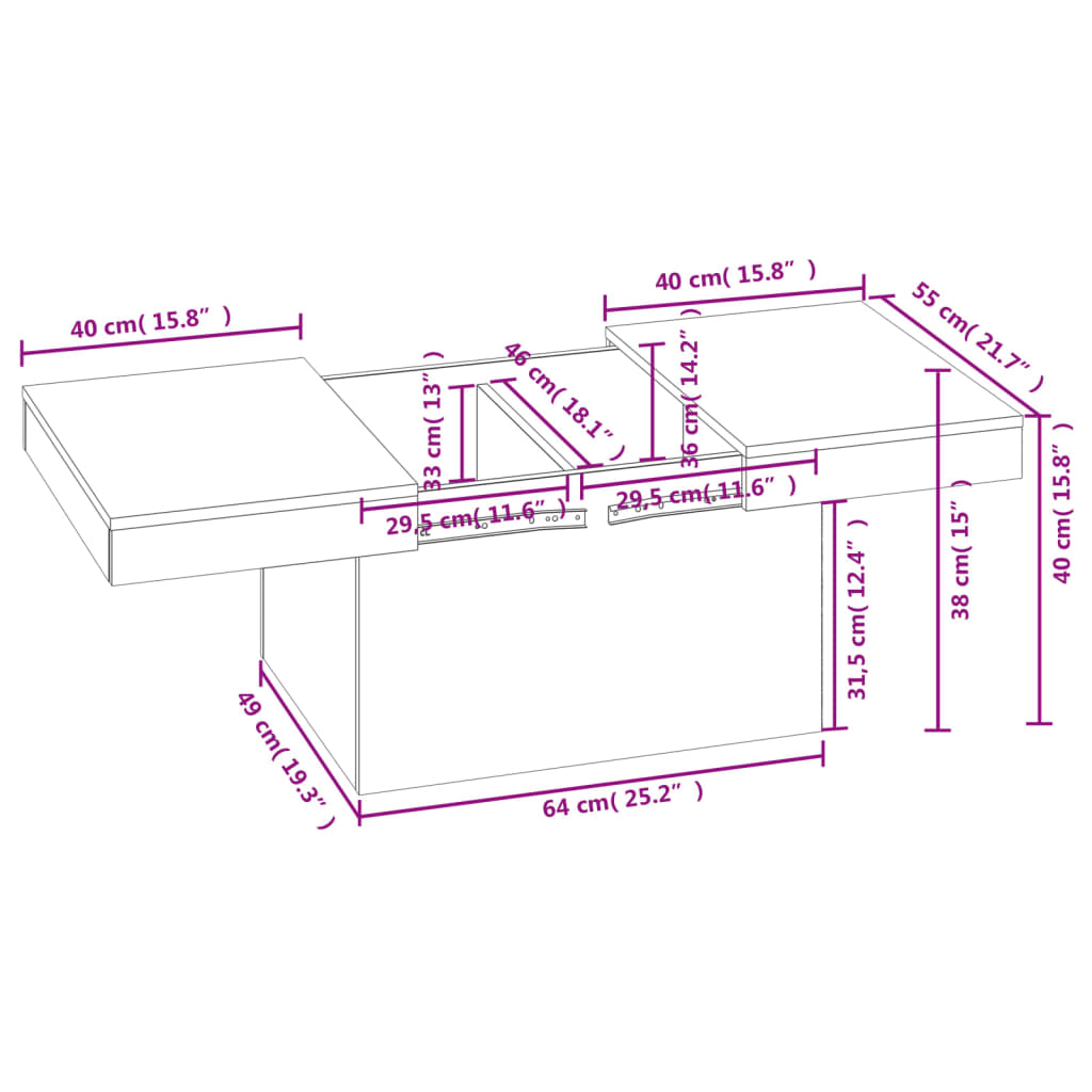 vidaXL Τραπεζάκι Σαλονιού Γκρι Sonoma 80x55x40 εκ. Επεξεργασμένο Ξύλο