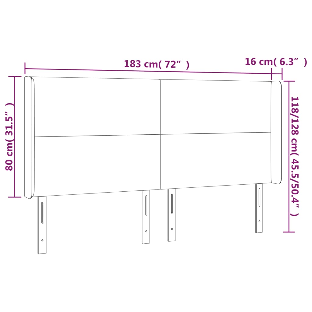 vidaXL Κεφαλάρι Κρεβατιού LED Σκούρο Καφέ 183x16x118/128εκ. Υφασμάτινο