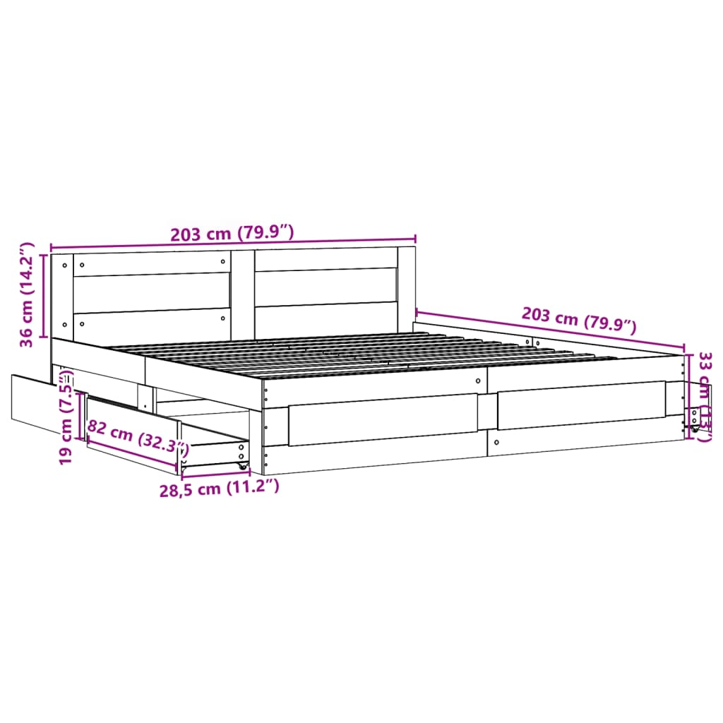 vidaXL Πλαίσιο Κρεβατιού με Κεφαλάρι Sonoma Δρυς 200x200εκ. Επεξ. Ξύλο