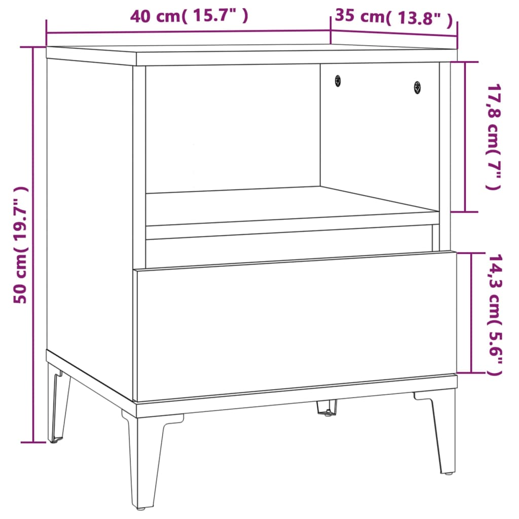 vidaXL Κομοδίνα 2 τεμ. Γυαλιστερό Λευκό 40 x 35 x 50 εκ.