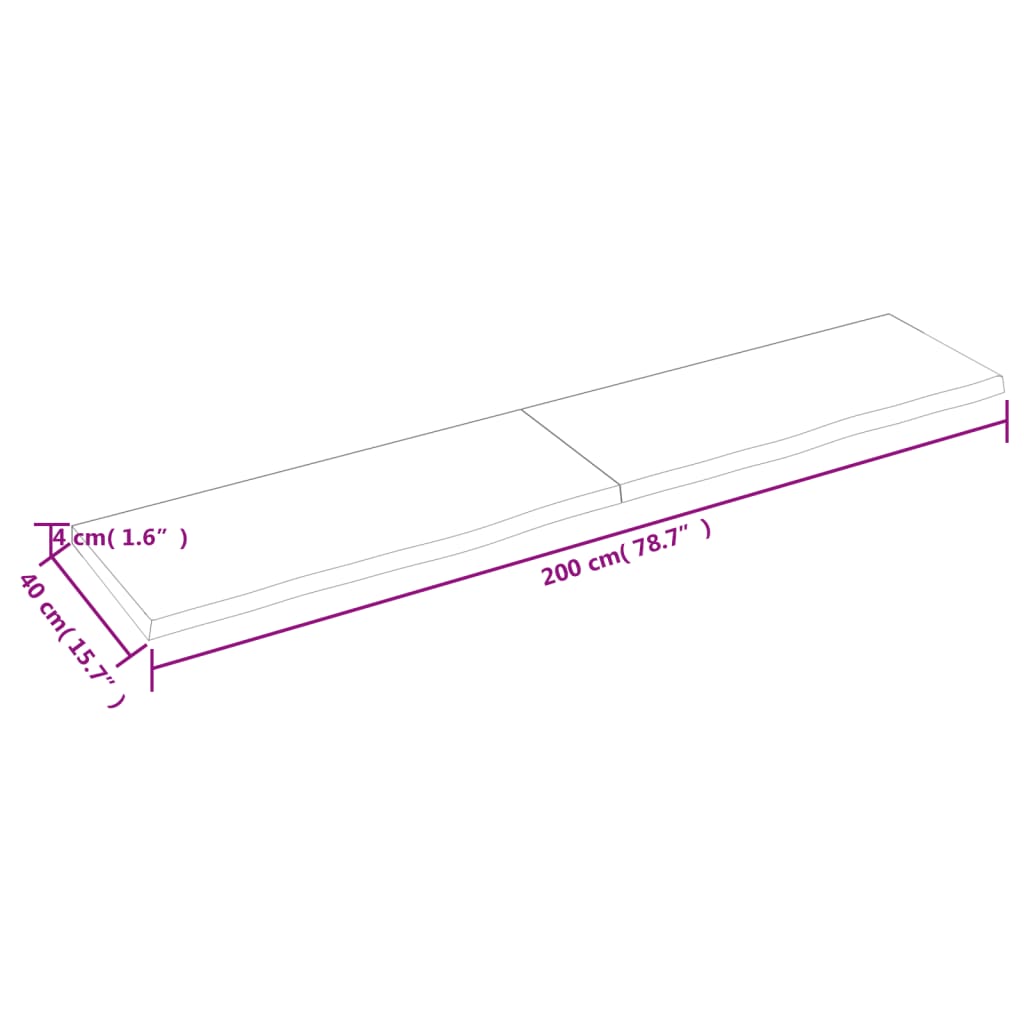 vidaXL Επιφάνεια Τραπεζιού 200x40x(2-4) εκ Ακατέργ. Μασίφ Ξύλο Δρυός