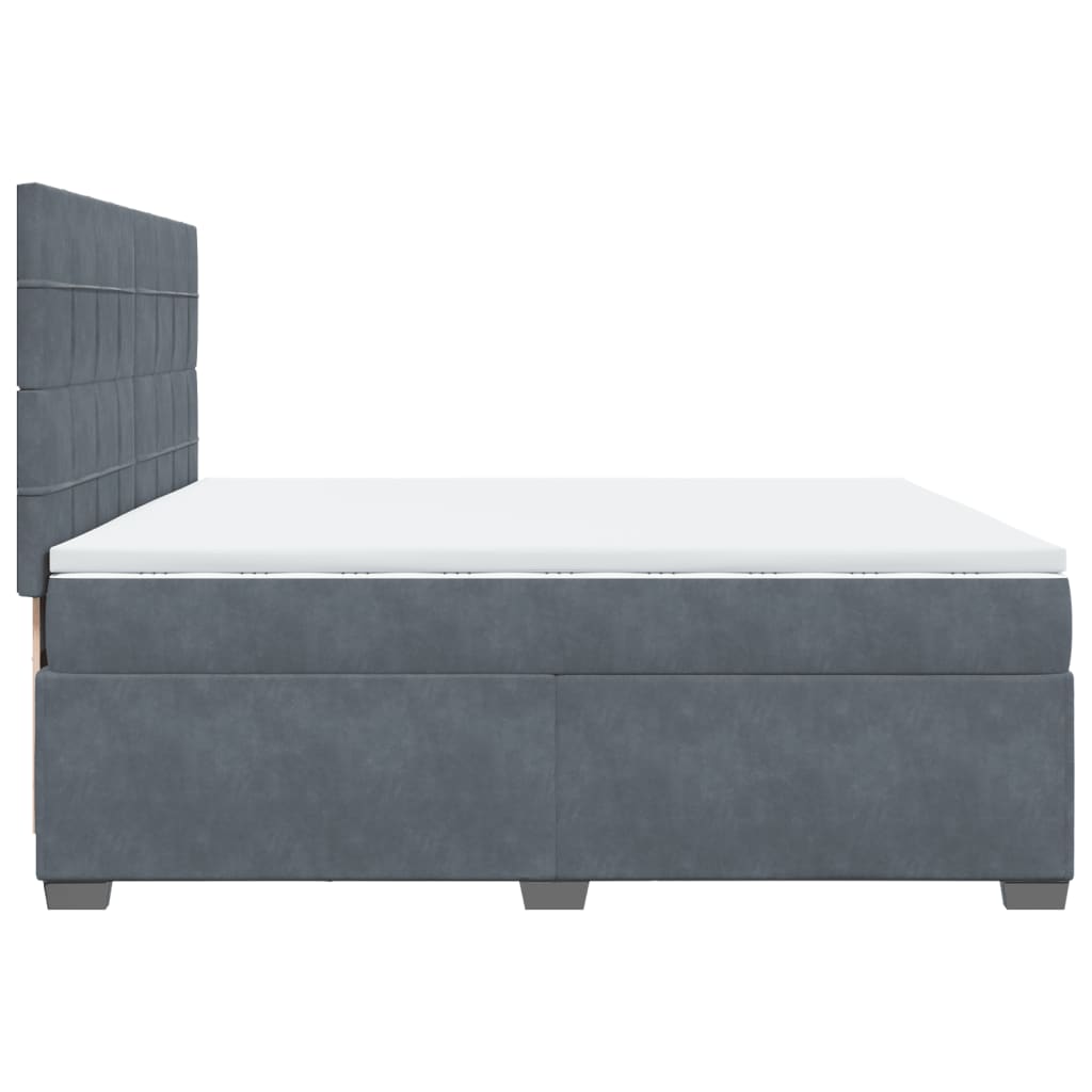 vidaXL Κρεβάτι Boxspring με Στρώμα Σκούρο Γκρι 200x200 εκ. Βελούδινο