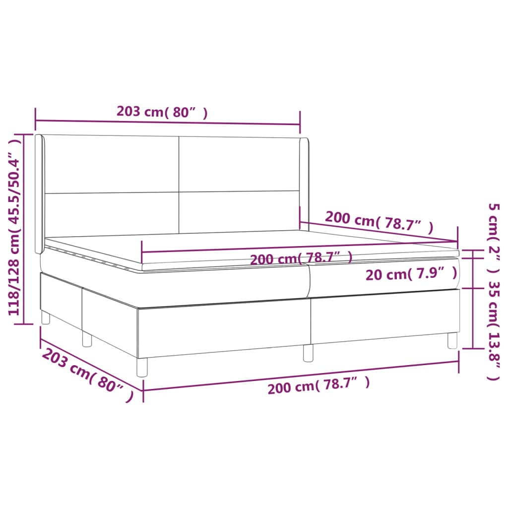 vidaXL Κρεβάτι Boxspring με Στρώμα Ανοιχτό Γκρι 200x200 εκ. Υφασμάτινο